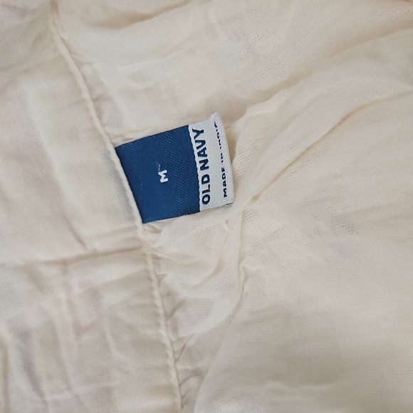 Old Navy Sz M 100% Cotton Floral Coastal Embroidered Pockets Flowy Tiered Dress - Picture 10 of 16